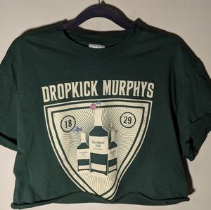 Cropped Dropkick Murphy's tee with hand embroidery